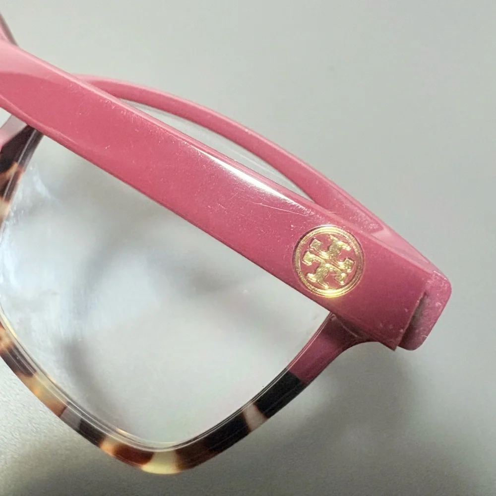 TORY BURCH Burgundy and Tortoise Eyeglasses with Orange Case